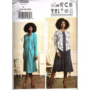 Vogue V9358 Misses XS to M Marcy Tilton Pullover Dress and Shrug Sewing Pattern